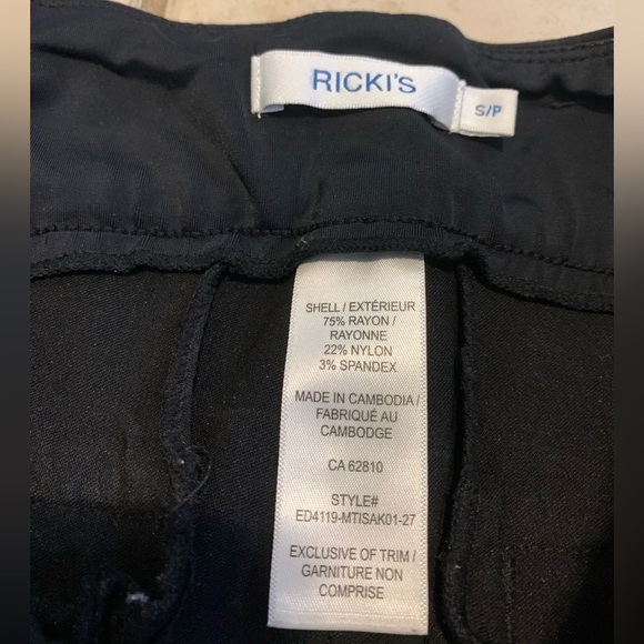 Ricki's Black Pull-On Ankle Pants S/P Small Petite Stretch Work Trousers - Picture 4 of 6
